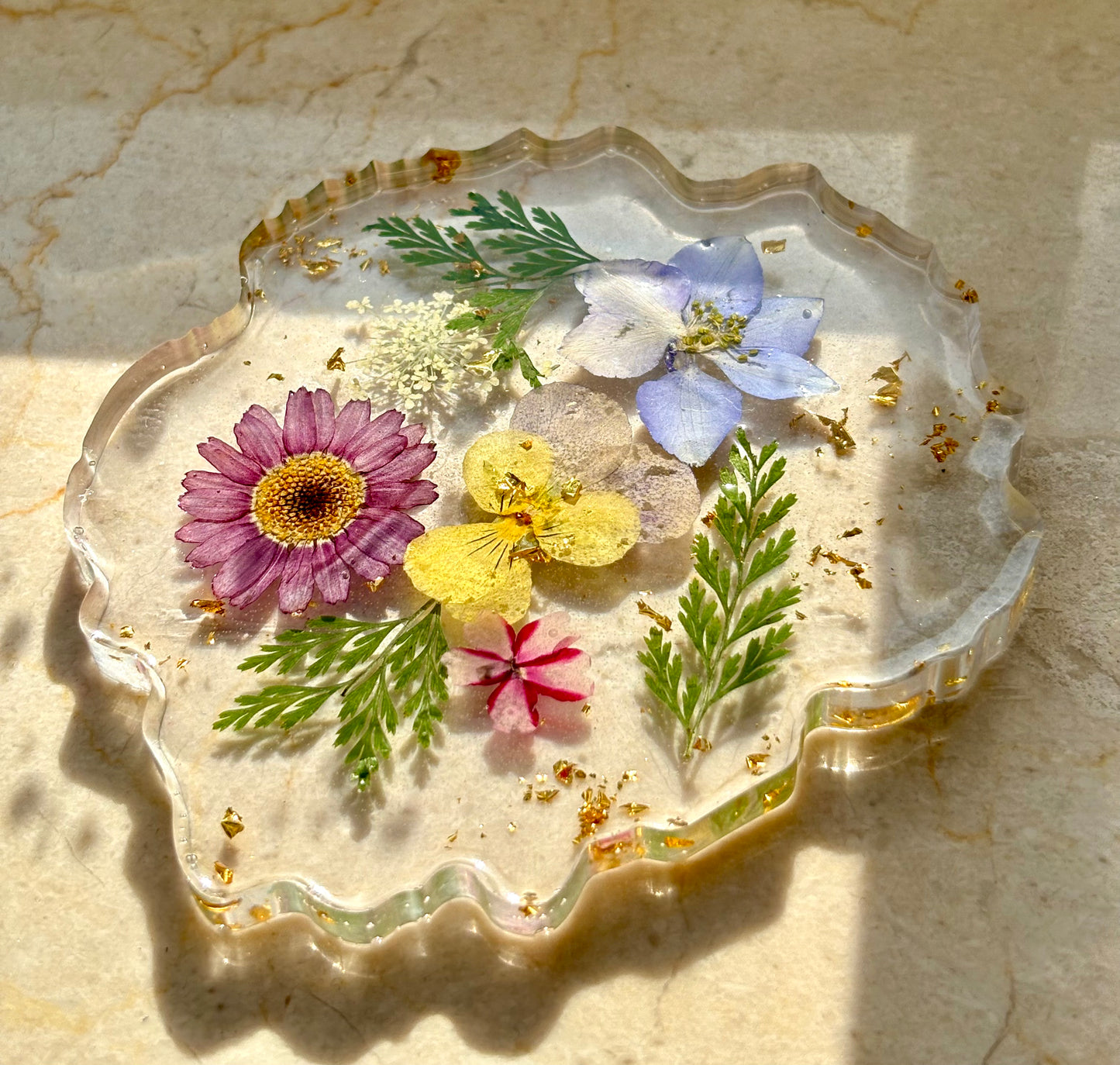Resin Coaster with Dried Flowers